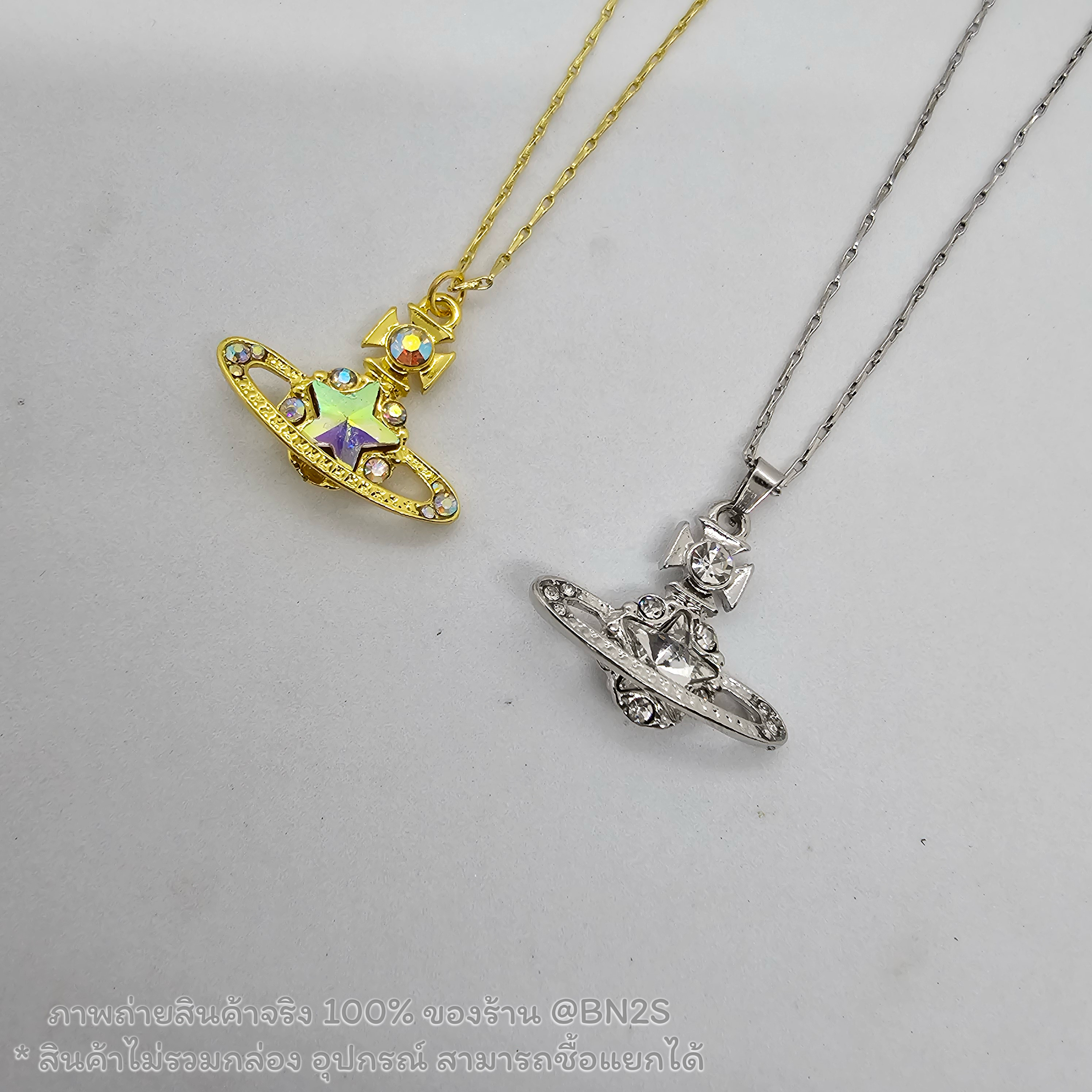 สีทอง | Vivienne Westwood Astrid Star Crystal Orb Pendant Necklace สร้อยคอสายโซ่กระดูกงู จี้ดาวเสาร์รูปดาว วิเวียน งานสวยมาก
