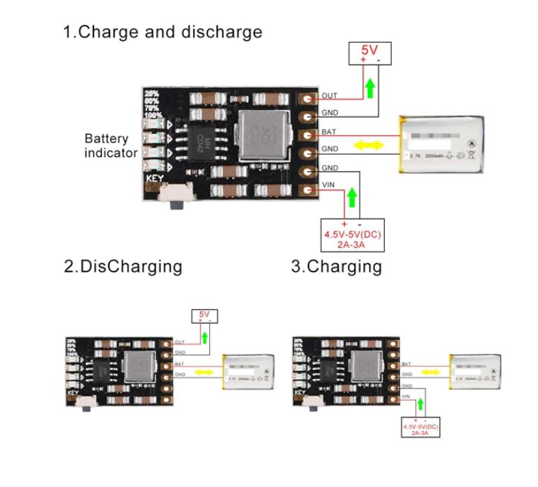 โมดูลชาร์จแบตเตอรี่ ลิเธียม 3.7V 4.2V 18650 lithium battery charge and discharge integrated module 2A 5V charging boost power supply board protection