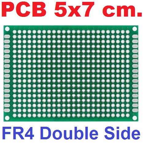 แผ่นปริ๊นอเนกประสงค์ 2 หน้า 5x7cm ไข่ปลา สีเขียว FR4 Double Side Prototype PCB Bread board Universal green 2.54mm Grid DIY Kit