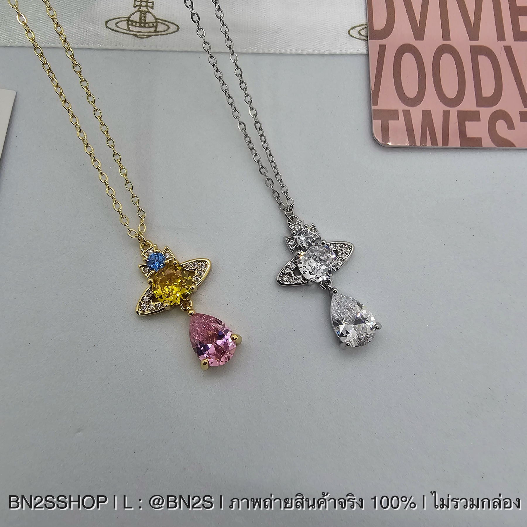 สร้อยคอจี้หยดน้ำ สายโซ่ รุ่น Vivienne Westwood ISMENE DROP PENDANT มีให้เลือกสองสี เงิน-ทอง งานสวยน่ารัก พร้อมป้ายโซ่ ปั๊มแบรนด์
