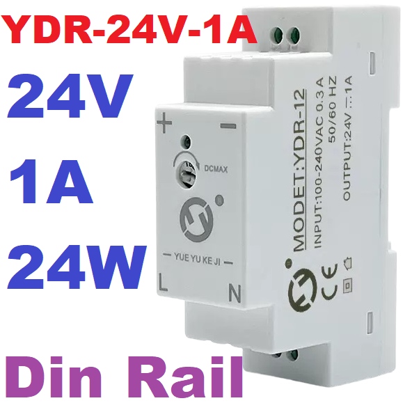 แหล่งจ่ายไฟ 24V 1A Din Rail switching power supply with overcurrent overvoltage short circuit protection
