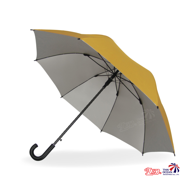 Leo ร่มพระสงฆ์ แบบยาวสปริง ด้ามงอใหญ่ ปลายกันลื่น ขนาด 28 นิ้ว ขนาดใหญ่ กางง่าย