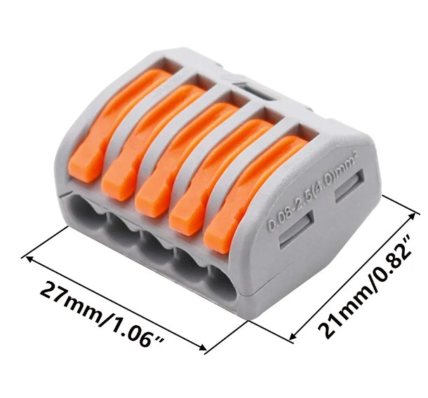 Terminal ต่อสายไฟ PCT-215 Wire Connector 5 Port Lever Conductor Compact Wire Fast Connection Terminal Suitable for Multiple Types of Wires