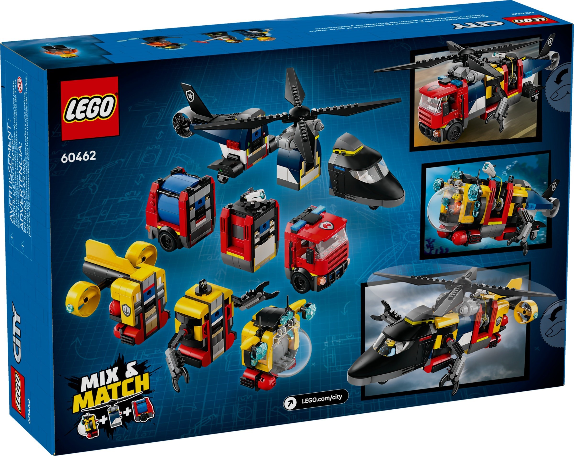 LEGO City เลโก้ 60462 Helicopter, Fire Engine & Submarine Remix