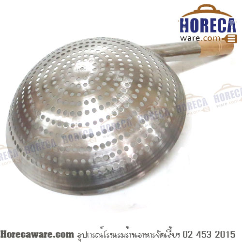 กระชอนตักของทอดสแตนเลส 10นิ้ว ด้ามไม้ ยูเอส-SL [us-manw-10]