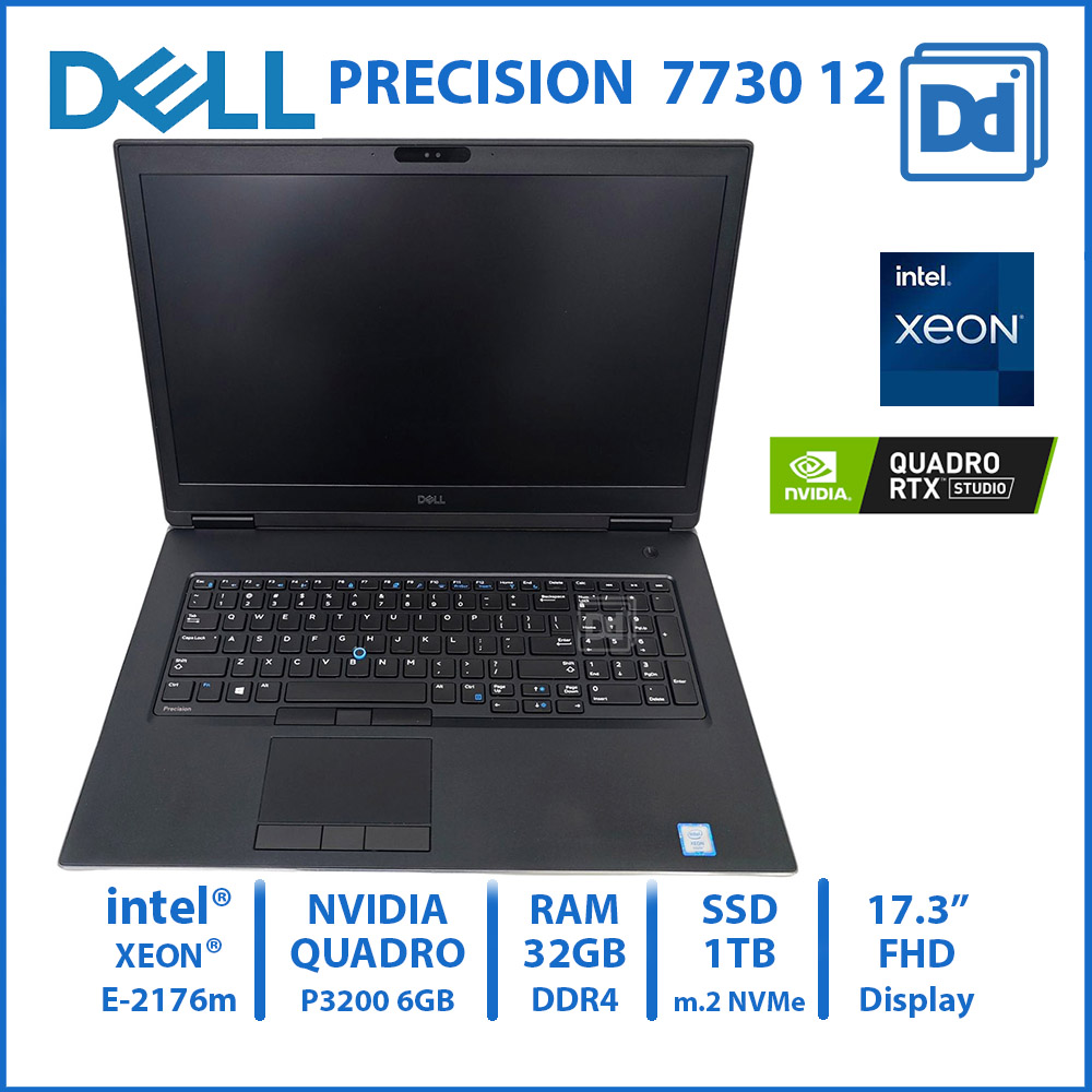 DELL PRECISION 7730 INTEL XEON E-2176m NVIDIA Quadro P3200 6GB RAM 32GB SSD 1TB 12 Workstation โน๊ตบุ๊ค ทำงาน