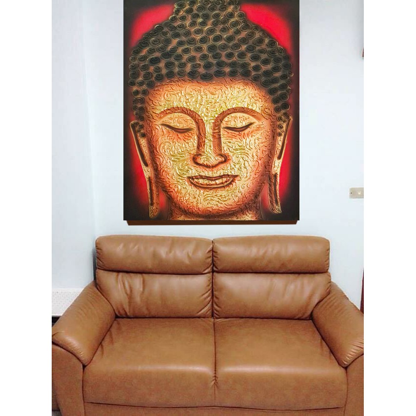 ภาพวาดหน้าพระ ภาพวาดติดผนัง ใช้ตกแต่งผนังห้อง เสริมมงคล รับทรัพย์ ภาพติดฝาผนัง ใช้ตกแต่งผนังห้อง ภาพแต่งร้าน E00045