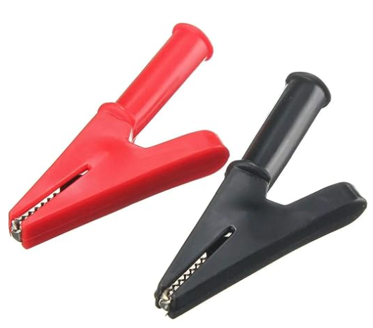 ปากคีบจระเข้ ใช้ร่วมกับปลั๊กกล้วย 4mm สีแดง เปลือกหุ้มทั้งหมด All-Inclusive Sheath Round Handle Open 20mm Alligator Test Clip Alligator 4mm Banana Plug Cable red color