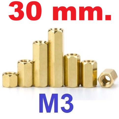 เสาทองเหลือง M3x30mm. เสารองPCB Hexagonal Copper Pillar Support Column เสาหกเหลี่ยม เสารองปริ้น M3*30mm