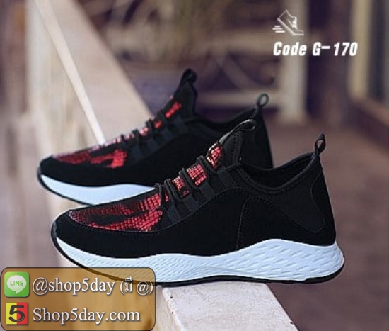รองเท้าผ้าใบยอดฮิต ผ้ายืดหยุ่นดี นิ่มมาก (แดง-ดำ)