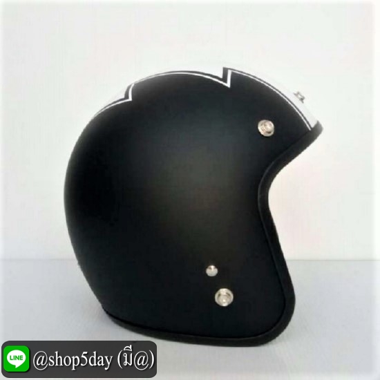 🔥AVEX หมวกกันน็อควินเทจคลาสสิค ราคาถูก รุ่นLB ลายสายฟ้า สีดำด้าน คิ้วดำ ผ้าดำ