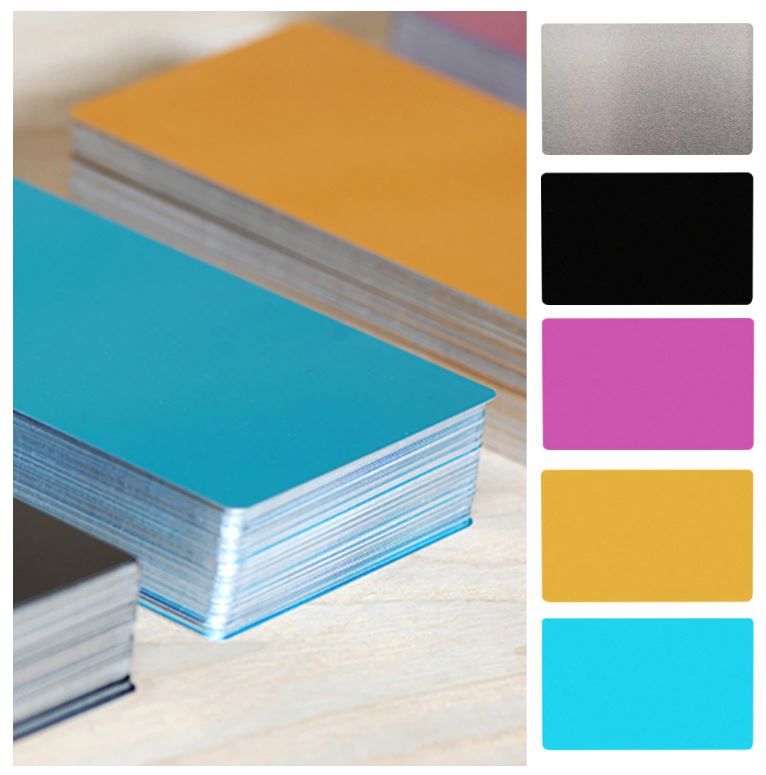 นามบัตรอลูมิเนียมว่างเปล่า สีเงิน ขนาด 86x54mm. หนา 0.45มม.1 กล่องมี 50 แผ่น Silver Aluminum Alloy Card Engraving Metal Business Access Business Card Blank Thickness 0.45mm.