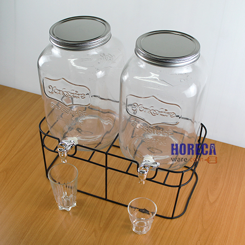 โหลแก้วจ่ายน้ำ หัวคู่ 8 ลิตร พร้อมขาตั้ง ตราซีแอลจี