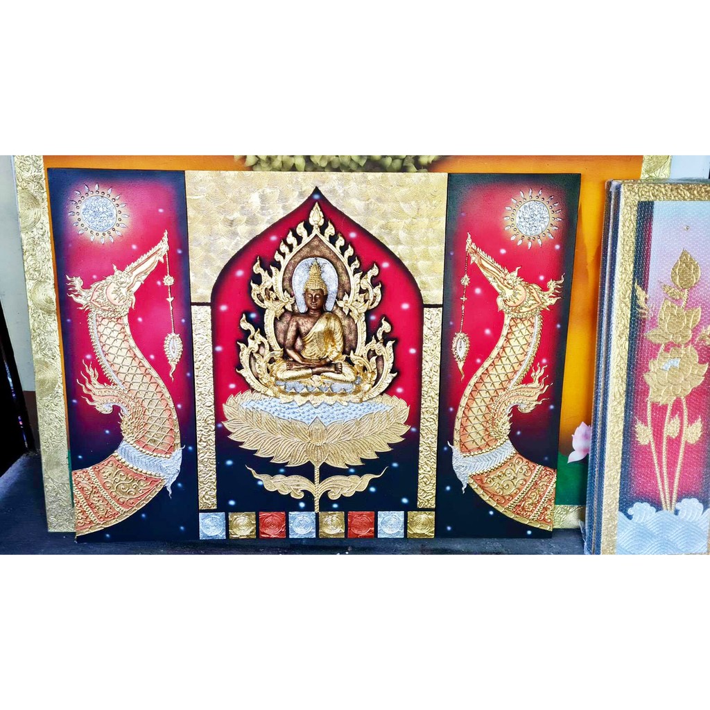 ภาพวาดองค์พระนั่งสมาธิ(แบบนูน 3มิติ) ภาพวาดติดผนัง ใช้ตกแต่งผนังห้อง เสริมมงคล ภาพติดห้องพระ ภาพติดผนังห้อง E0035