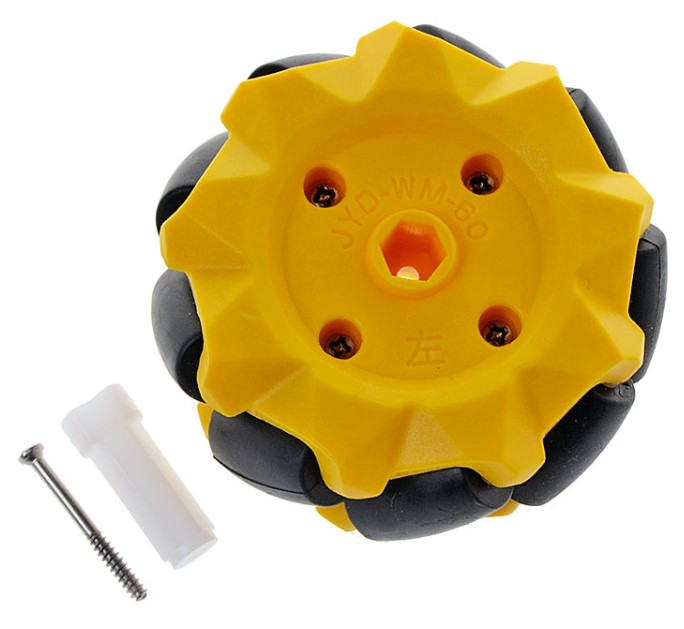 ล้อรถซ้ายและขวา 1 คู่ Yellow 60mm Mecanum Wheel Omni-directional TT Motor for Arduino Raspberry Pi DIY RC Toy Part ล้อยาง