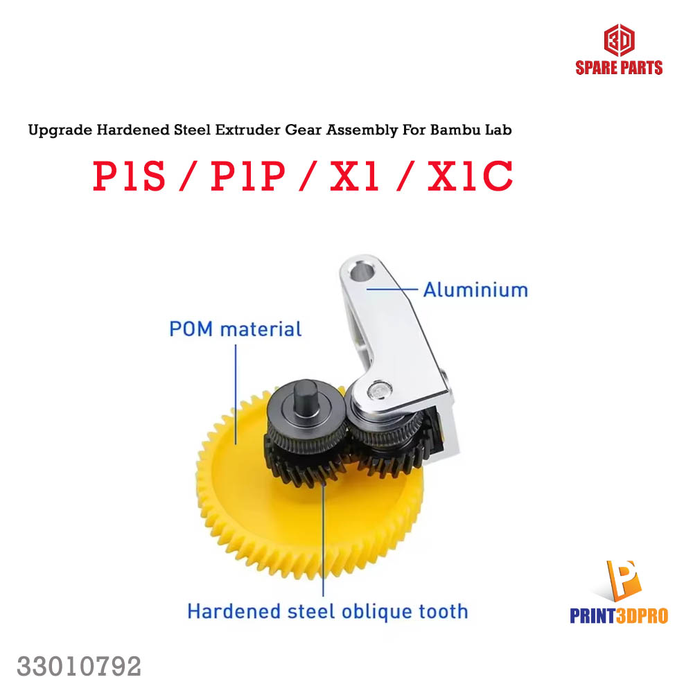 3D Printer Part Upgrade Hardened Steel Extruder Gear Assembly For Bambu Lab