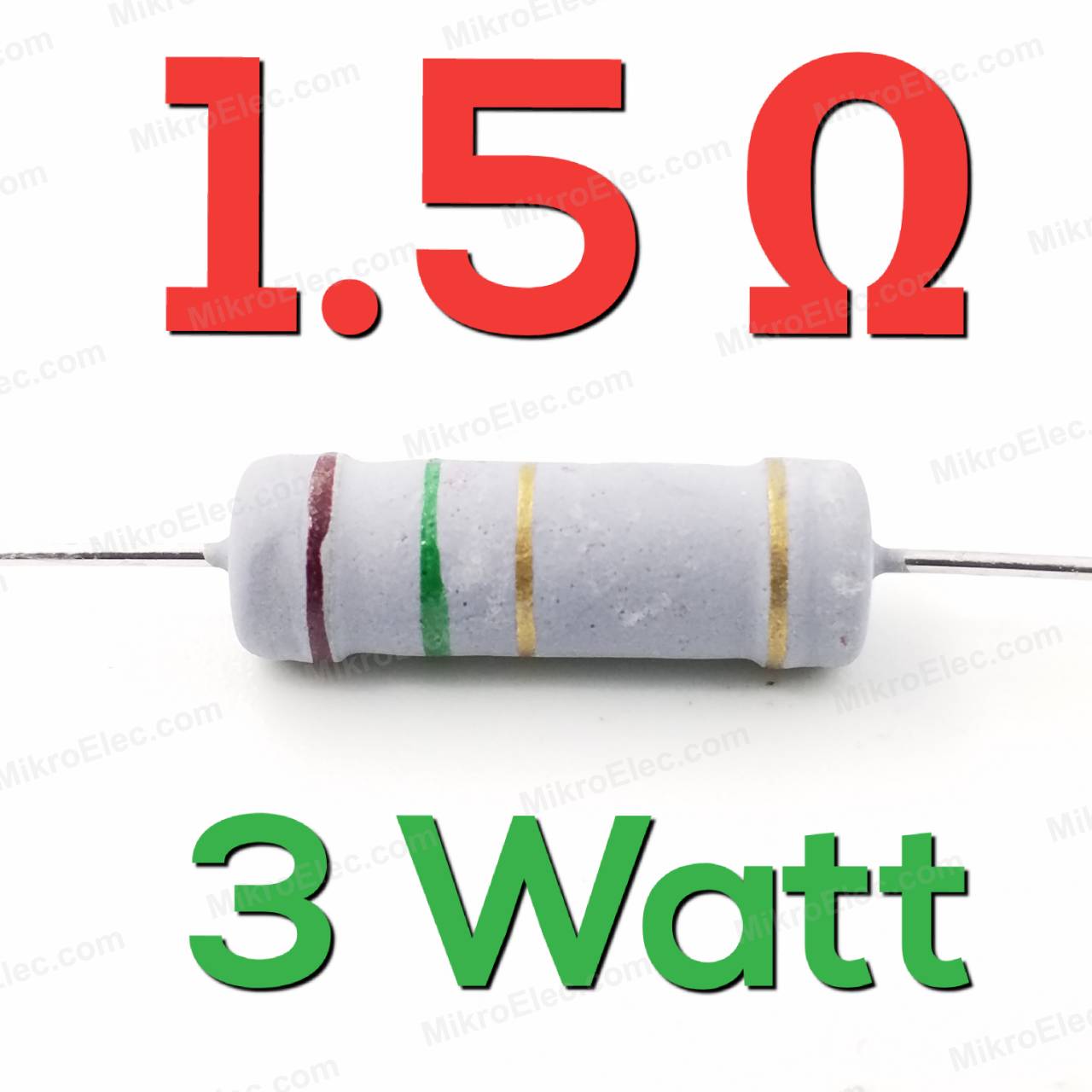 1.5 โอห์ม 1.5 Ohm 3W 5% เมทัลออกไซด์ ฟิล์ม Metal Oxide Film Resistor 1.5R
