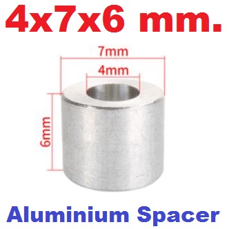 Isolation Column 4x7x6 mm. Aluminium Spacer bearing separation gasket ring pulley support