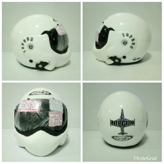 🔥หมวกกันน็อคTOPGUN สีขาวเงา