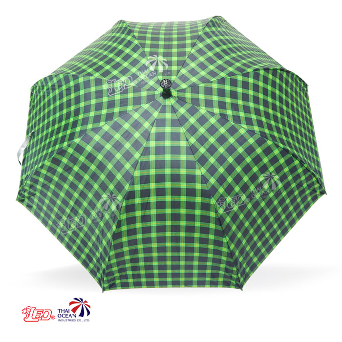 Leo ร่มไม้เท้า ปลายกันลื่น ปุ่มกดกางออโต้ไม้เท้า ลายสก๊อต ขนาด28นิ้ว (ขายส่ง) 12 คันต่อกล่อง
