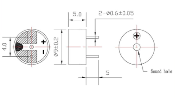 TMB12A05 12x9.5 mm. 5V Active buzzer