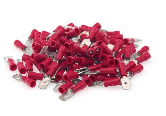 หางปลา MDD1.25-250 สีแดง สำหรับสายไฟ 0.5-1.5 mm2 (22-16 AWG) แพ็กละ 20 ตัว Crimp Terminal หางปลาเสียบ MDD1.25-250 ตัวผู้