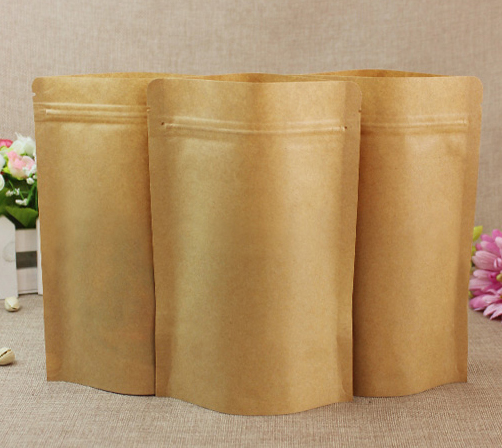 ถุงคราฟท์ทึบ ก้นตั้ง แบบมีซิปล็อค ในฟอยด์ สีน้ำตาล