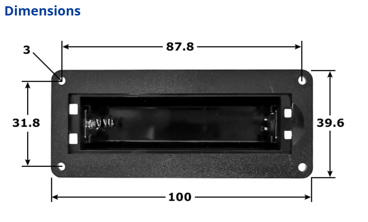 18650 กล่องแบตเตอรี่แบบฝัง lithium batteries embedded in 2 series with thick wire battery holder with cover without switch 1 power box