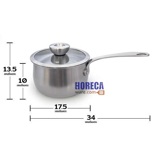 หม้อด้าม 16 ซม. White Steel พร้อมฝาแก้ว 1.9 ลิตร ตราไมย์เออร์