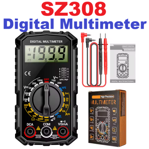 SZ308 mini digital multimeter electrical inspection and maintenance maximum count 1999 AC/DC LCD Digital Multimeter 1000V Voltmeter Ammeter Ohm Tester High Safety Handheld Meter