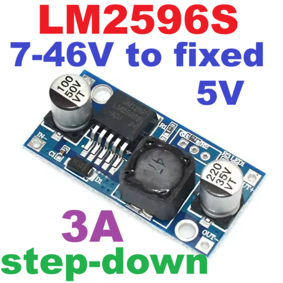 LM2596S DC-DC Step-Down Module 3A 7-46V to fixed 5V โมดูลแปลงไฟลงเป็น 5V