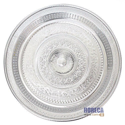 Thai pattern Khanto tray, silver, 32 cm, seal