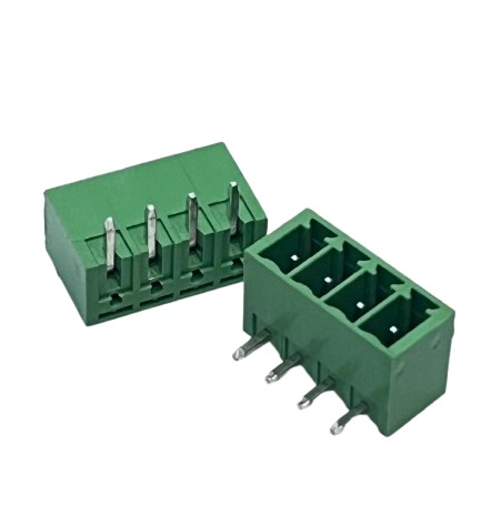 15EDG 3.5-4P Plug-in Terminal Block 4 pin Sealed curved pin socket Male 300V 8A Pitch 3.5mm Wire Range 26-16AWG ตัวผู้ ขางอ