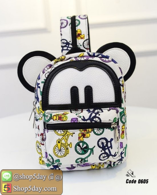 กระเป๋าสะพายผ้าใบ Mickey (ลายจักรยาน)