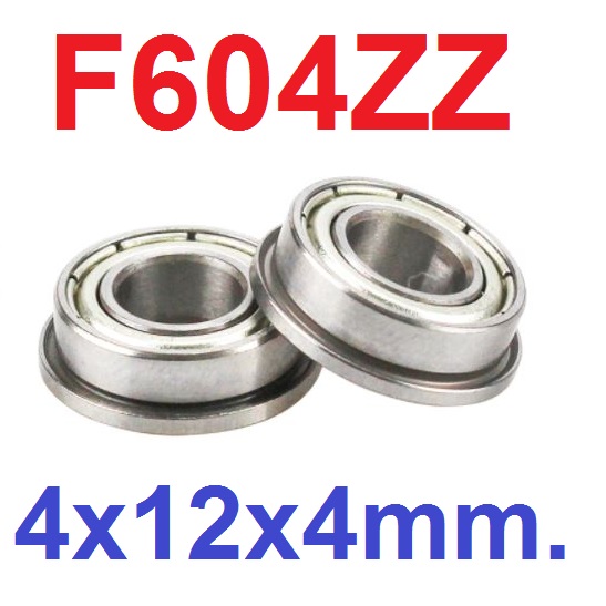 แบริ่งแบบมีปีก F604ZZ flange Ball Bearing 4x12x4mm ใส่แกน 4mm Bearing steel 4*12*4mm High Quality Chrome Steel ตลับลูกปืน แบริ่งมีขอบข้าง