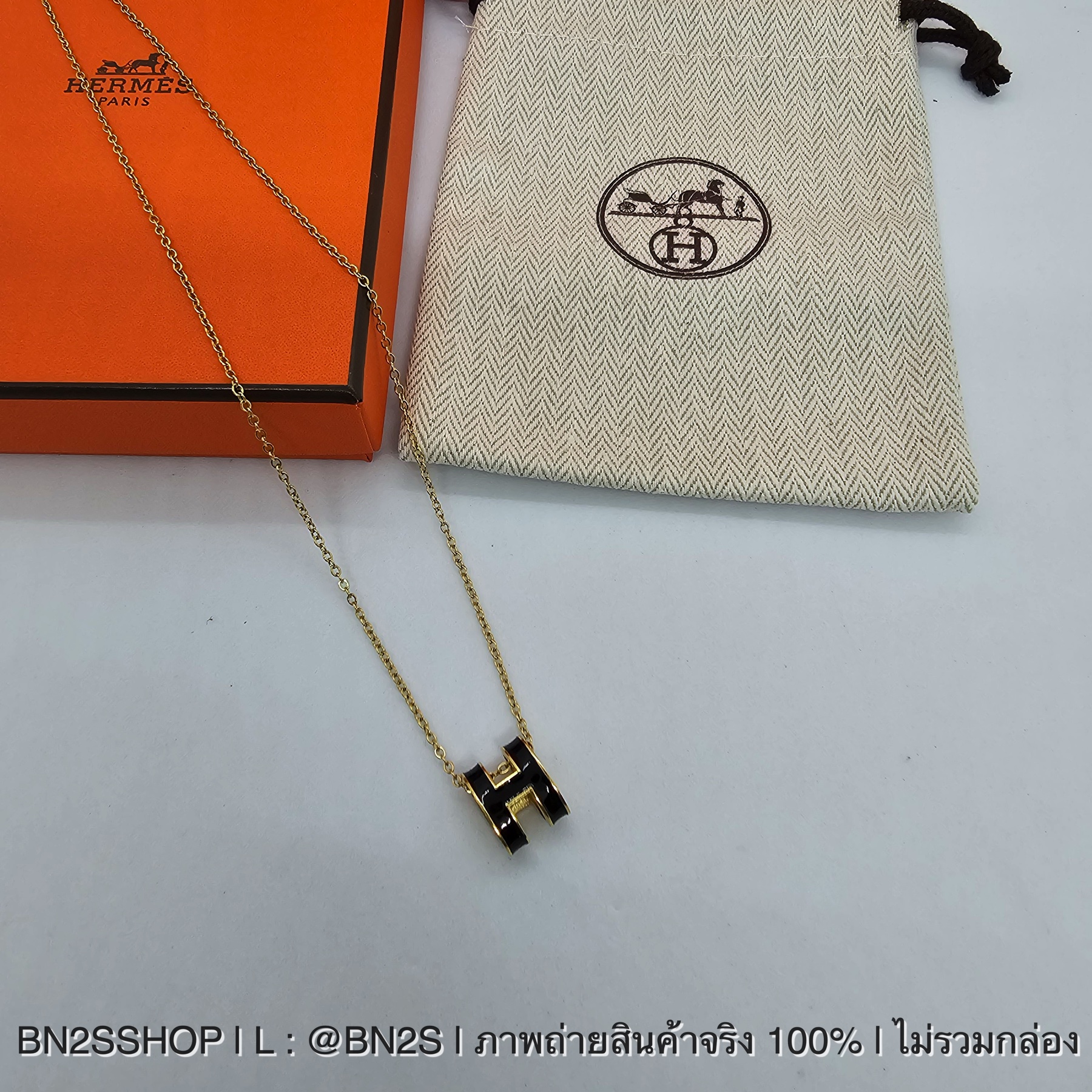 สีดำ | สร้อยคอผู้หญิง Hermes Pop H Necklace