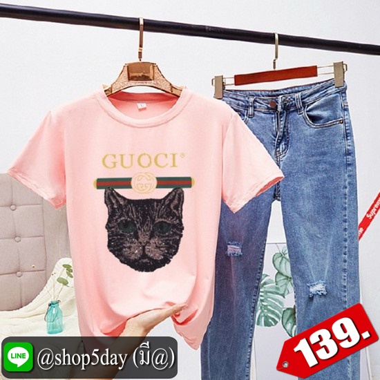 🔥 Guoci เสื้อยืดแขนสั้นยอดฮิต ใส่ได้ทั้งหญิงและชาย ‼️