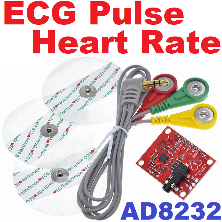 เซนเซอร์วัดอัตราการเต้นหัวใจ Module AD8232 ECG Pulse Heart Rate Monitor ECG Sensor Module Kit For Arduino UNO R3