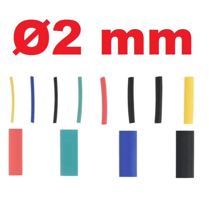 ท่อหดขนาด 2mm ยาว 40mm (4 cm.) อัตราส่วนการหด 2:1 มี 7 สีให้เลือก Heat Shrinkable Tube