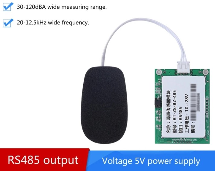 โมดูลวัดความดังเสียง Sound Level Meter 30-130db 20Hz-12.5kHz RS485 Industrial Grade Decibel Sound Detection Module เดซิเบล วัดเสียง