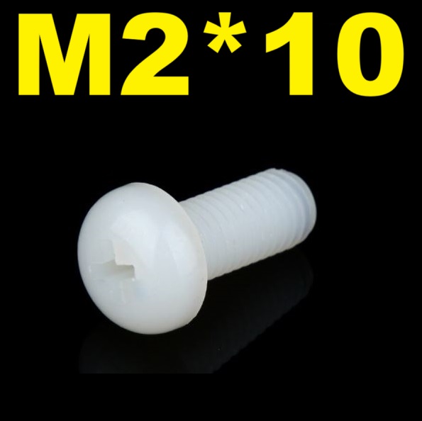 น๊อตพลาสติก ขนาด 2 มม. ยาว 10 มม. M2*10 mm. White Plastic screw Pan Head Cross Round Screw Nylon insulation Bolt length 10mm สกรูพลาสติก ไนล่อน ใช้กับเสารอง ไนลอน