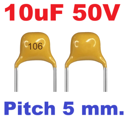 10uF 50V Ceramic Multilayer Capacitor Pitch 5.0mm for General Use (100nF)