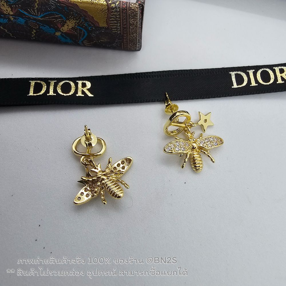 Dior BEE TRIBALES EARRINGS ต่างหูผึ้ง ดิออร์ งานไฮเอน อะไหล่สีทอง รูปผึ้ง และ ดาว ประดับคริสตัล