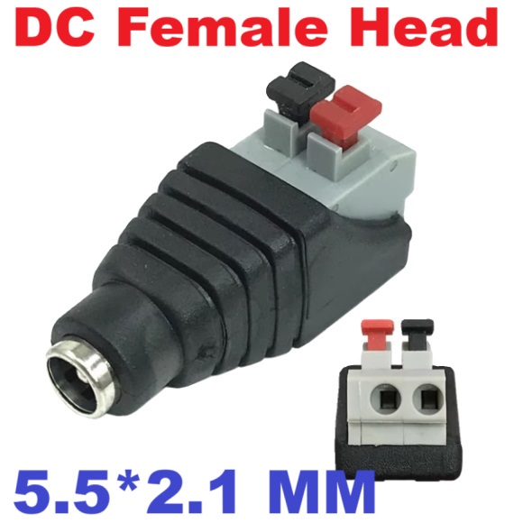 DC Power Female 5.5X2.1mm Clip Spring Connector Adapter Plug Cable Pressed connected