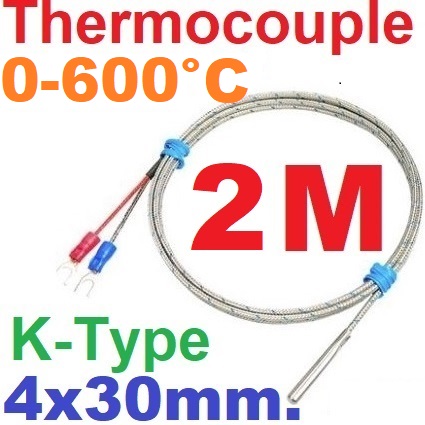 เทอร์โมคัปเปิล Probe 4*30mm. length 2 M. Thermocouple K-Type Temperature 0-600C Sensor 4x30 มม. ยาว 2 เมตร Probe สแตนเลส304