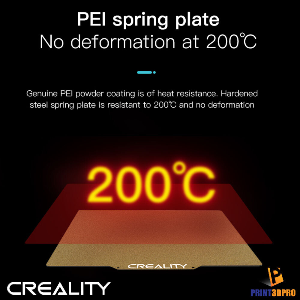 Creality CR-6 SE GOLD PEI FROSTED SURFACE 255x245x2mm Pei ฐานพิมพ์แม่เหล็ก Flame Retardant and Heat Resistant