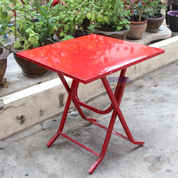 โต๊ะโค้ก โต๊ะเบียร์ ขาพับแบบจตุรัส สีแดง 70x70ซม. ตราเอ็นเอฟ
