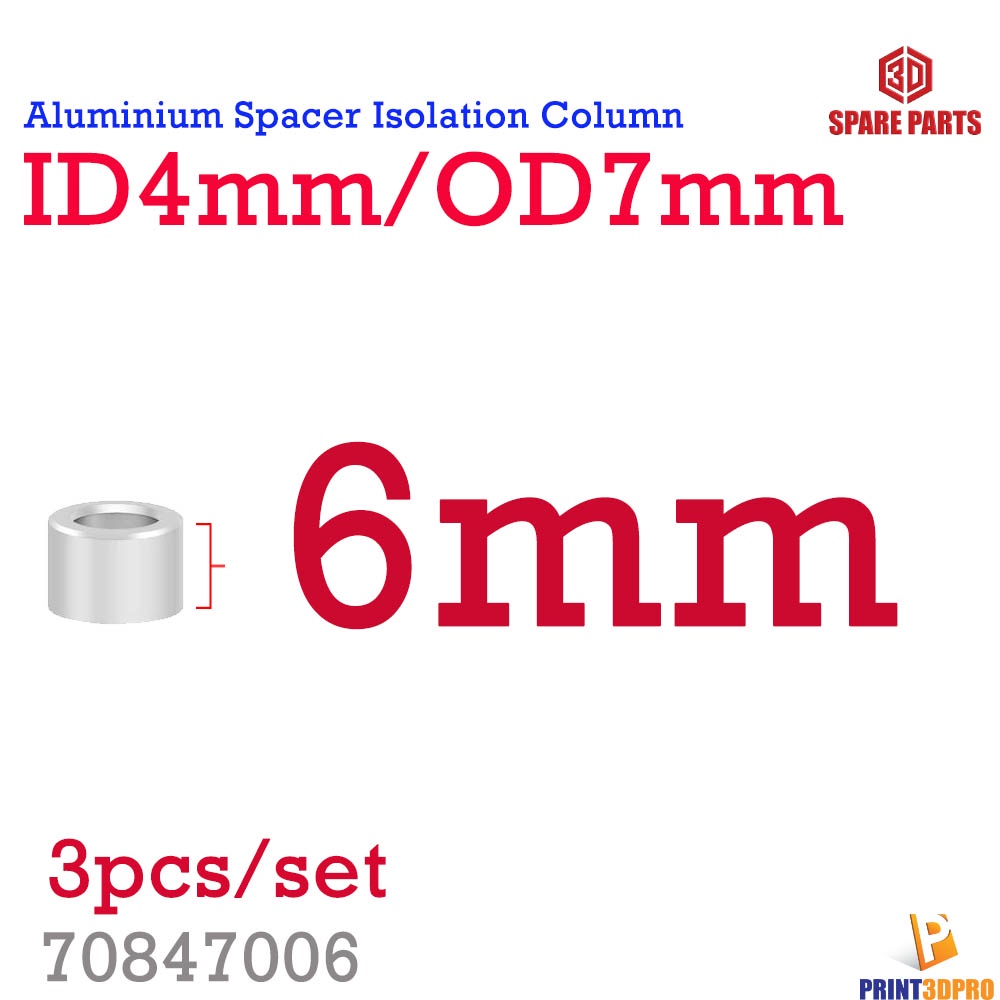 3D Printer Part ID4mm OD7mm Aluminum Spacer Column/Separation Pillar washer Column Non-threaded Spacer 3pcs/set