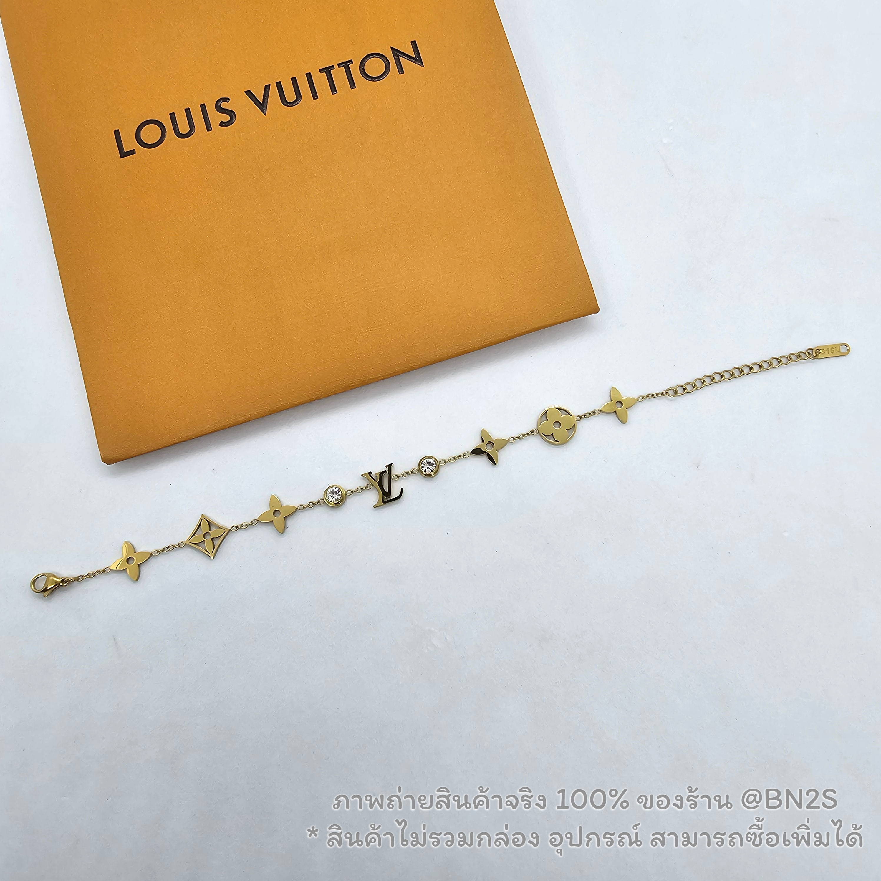 สร้อยข้อมือหลุยส์ Louis Vuitton Monogram Chain Bracelet อะไหล่สีทอง ประดับคริสตัล สายโซ่ ลายโมโนแกรม พร้อมส่งในไทย