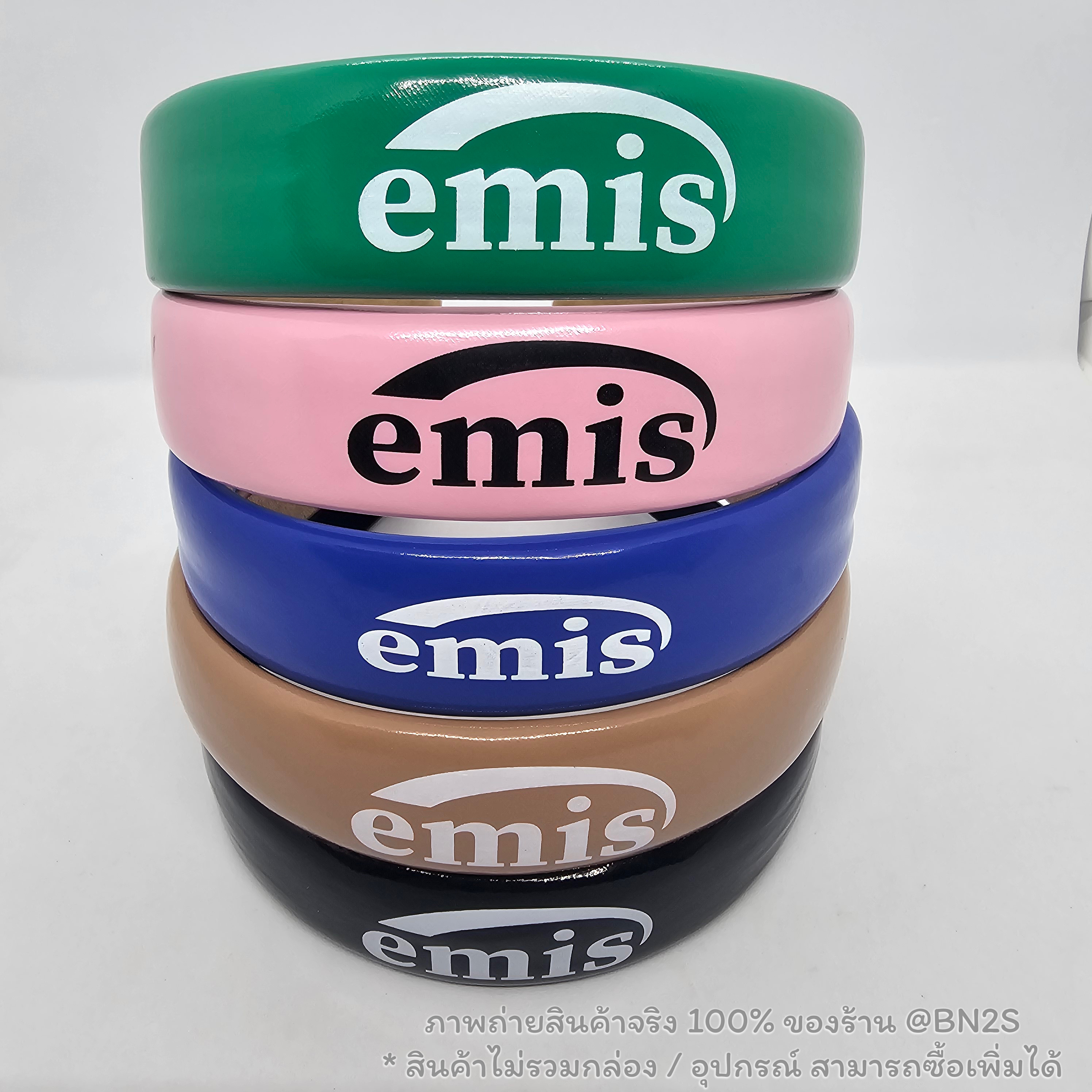 สีชมพู | Korea Emis Makaron Headband Hair Band ที่คาดผมอีมีส มาการอง งานปริ้นท์โลโก้ คมชัดเนื้อยางนุ่ม งานสวยรับประกัน ไม่มีอุปกรณ์